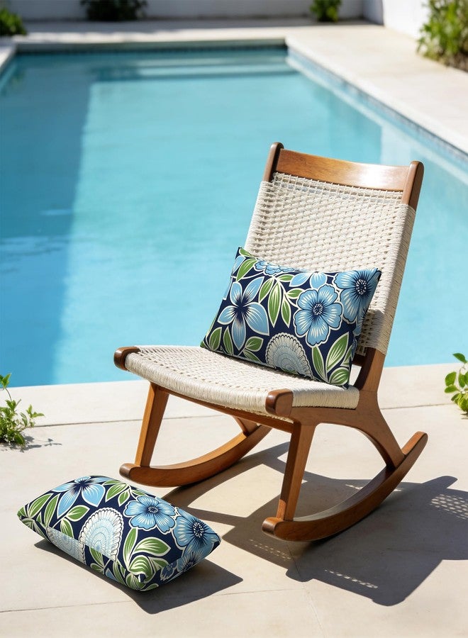 TWLEAR Outdoor Lumbar Pillows with Insert 12x20 Inch, Waterproof Throw Pillow for Patio Furniture, Decorative Lumbar Cushions for Garden Home Sofa Office Chair, Set of 2, Azure Botanical Symphony - Image 5