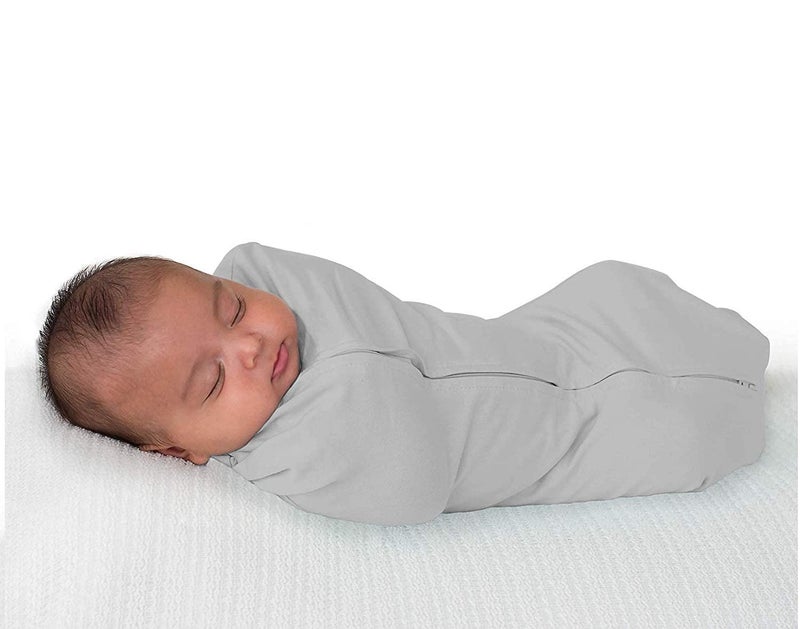 MammaChamp Swaddle PodBlanketSleep Sack Wrap Transition Bag with Zipper Infant Baby Grey Pack of 1 - Image 1