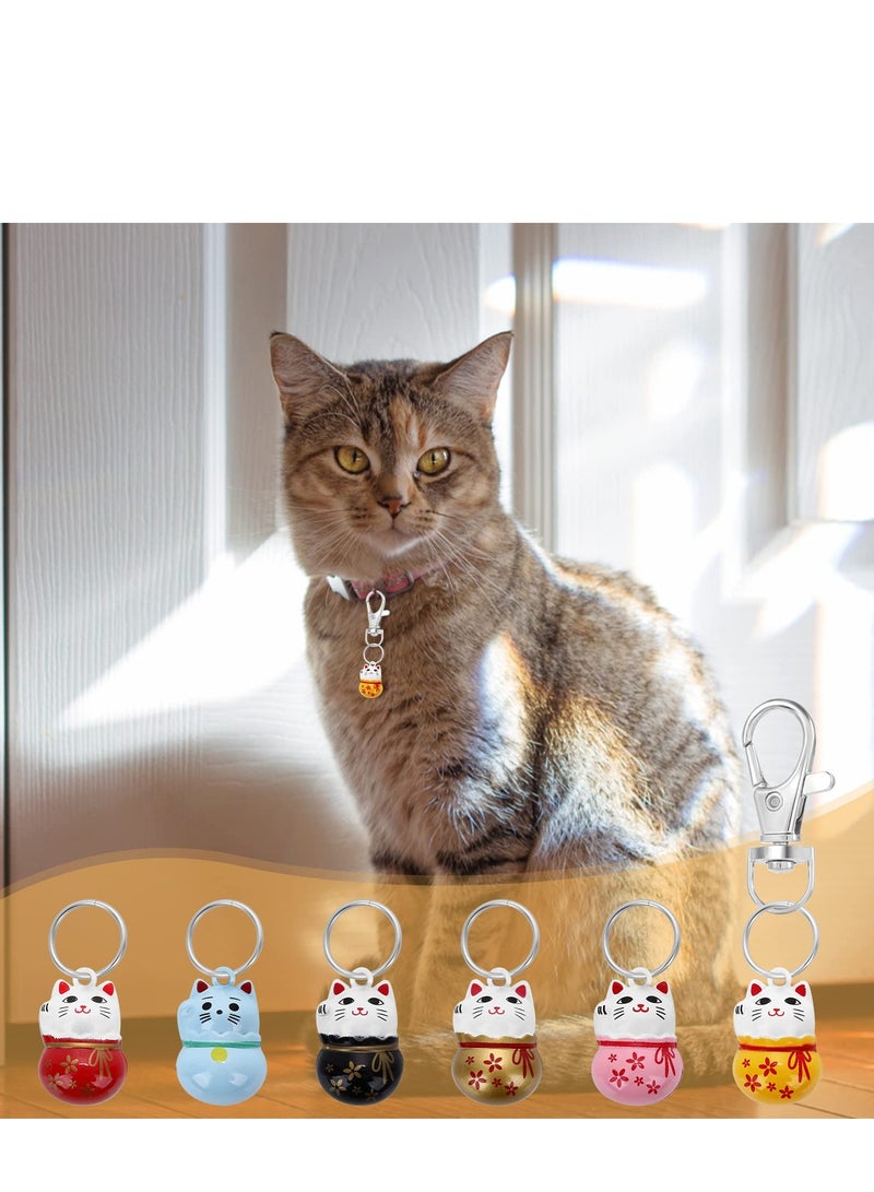 SYOSI SYOSI 6 Pack Cat Collar Bells, Lucky Cat Collar Bells Loud Dog Collar Bells for Potty Training Necklace Pendant with Free Clips Key Rings for Pet Pendant Accessories  - Image 2