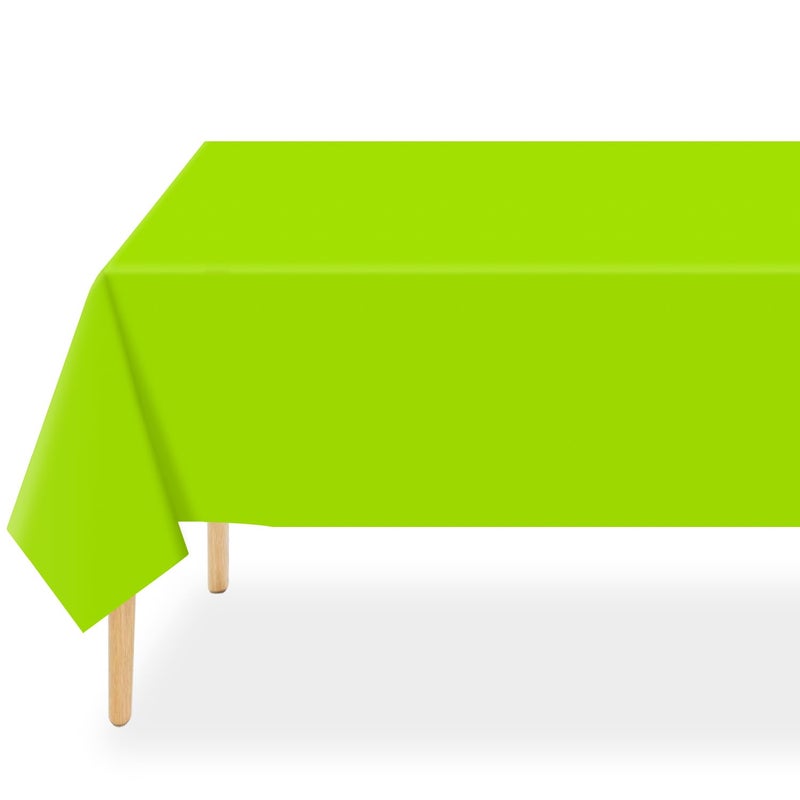 QIKSION Plastic Table Cloth Disposable 2 Pack 54 x 108 Inch Tablecloths for Rectangle Tables Lime Green Plastic Table Cover