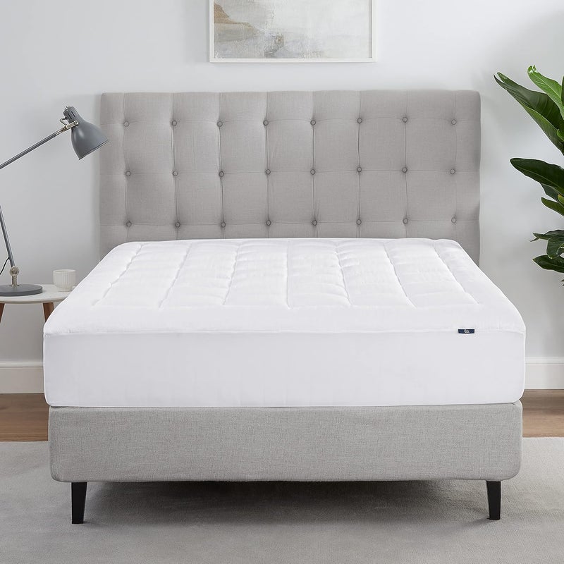 Serta ComfortSure California King Mattress Cover, Fitted Pillow Top Mattress Pad, Super Soft and Breathable Quilted Cotton Protector with 18" Elastic Deep Pockets for Secure Fit, White - Image 3