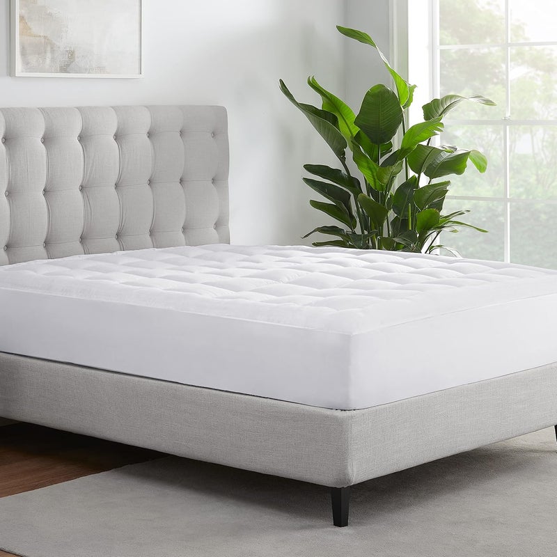Serta ComfortSure California King Mattress Cover, Fitted Pillow Top Mattress Pad, Super Soft and Breathable Quilted Cotton Protector with 18" Elastic Deep Pockets for Secure Fit, White - Image 2