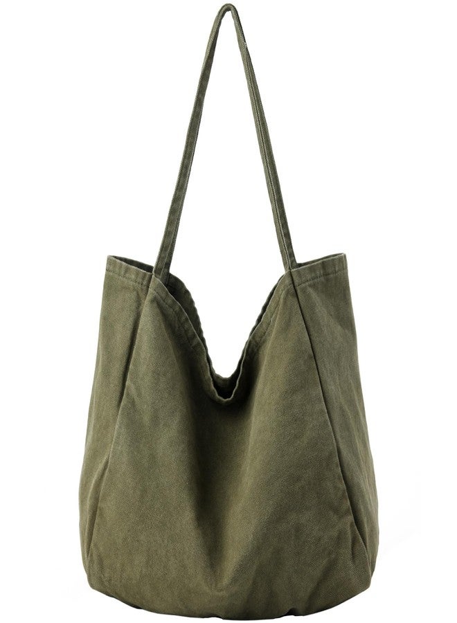 YAVCOOL Canvas Tote Bag for Women Large Hobo Shoulder Bag for Work Travel Casual Message Bag Tote Purse handbags, 1-army Green, Large - Image 1