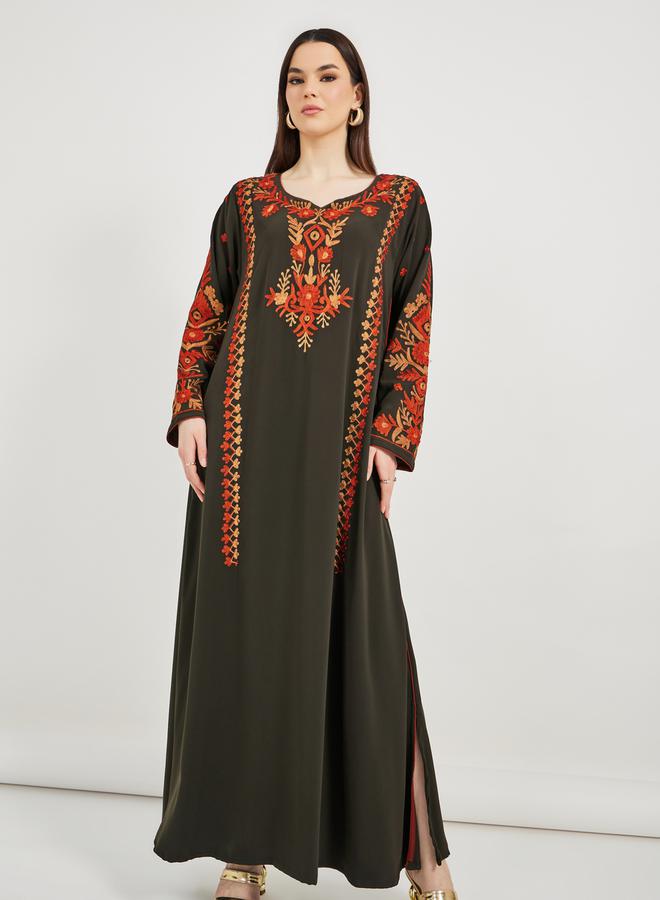 Take Two Styli Embroidered Notch Neck Kaftan - Image 3