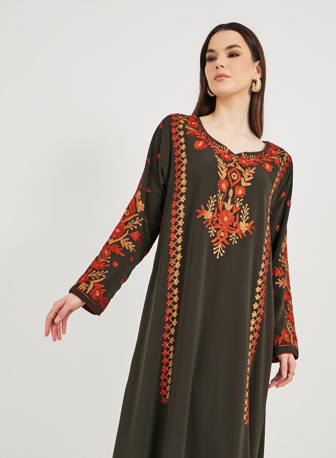 Take Two Styli Embroidered Notch Neck Kaftan - Image 4