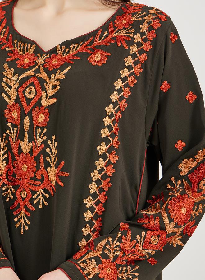 Take Two Styli Embroidered Notch Neck Kaftan - Image 5