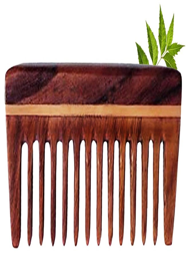 Rufiys Wide Tooth Neem Wooden Comb for Hair Growth Women & Men (Small Wide Tooth) - Image 1