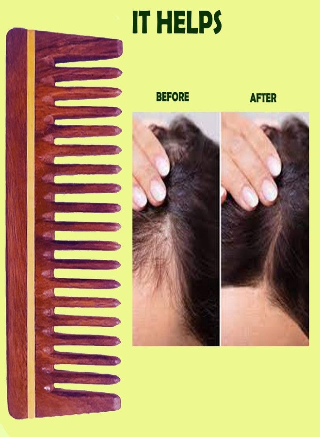 Rufiys Wide Tooth Neem Wooden Comb for Hair Growth Women & Men (Small Wide Tooth) - Image 3