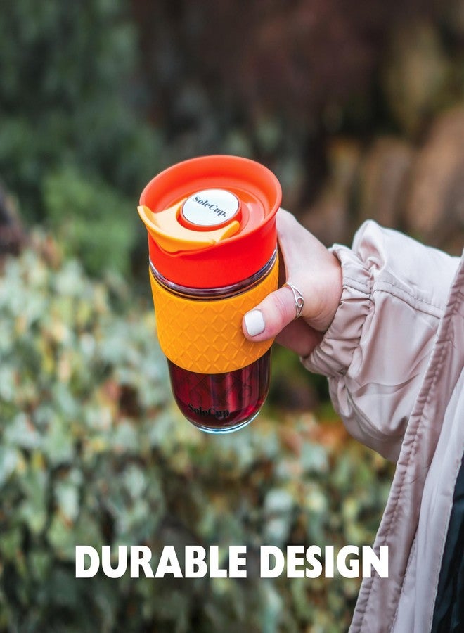 SoleCup. Travel Mug Loose Tea Infuser - Detachable Tea Strainer with Spillproof Lid - BPA-Free Reusable Glass Travel Coffee Cup with Silicone Band (Ice Cream, 12oz) - Image 5