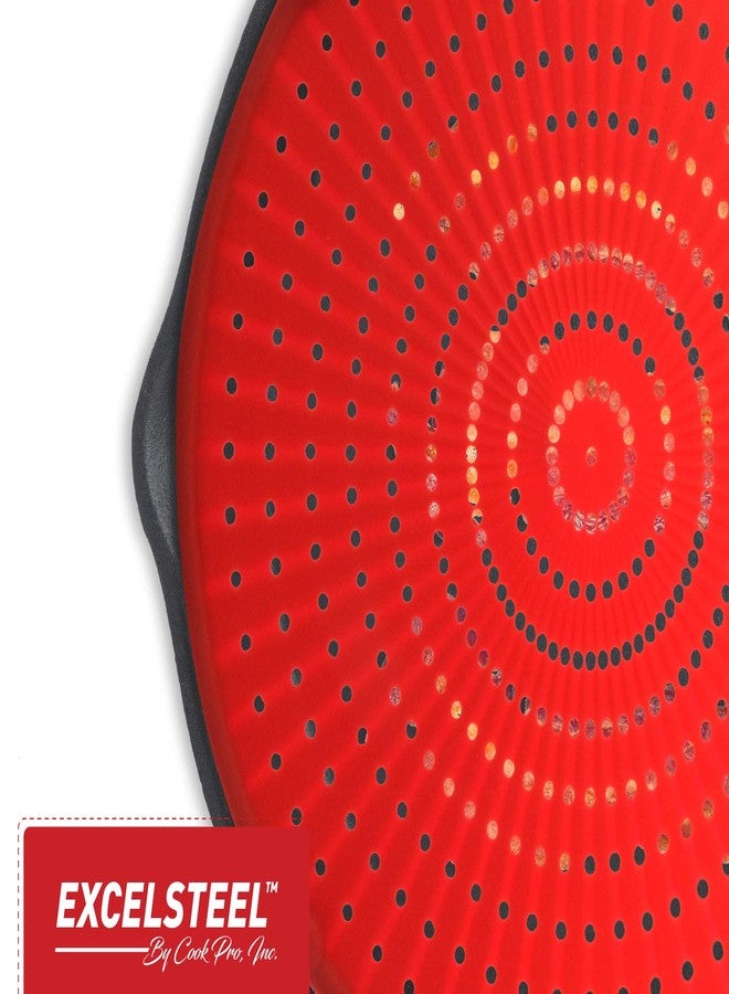 ExcelSteel 13" Silicone Splatter Screen w/Non-Slip Grip, Red - Image 4