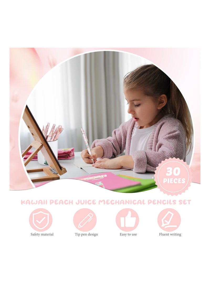 12 Kawaii Peach Mechanical Pencils Set - 6 Adorable Erasers & 12 HB Refills for Students, Artists & Architects (0.5mm) - Ideal for Drawing & Sketching - Image 4