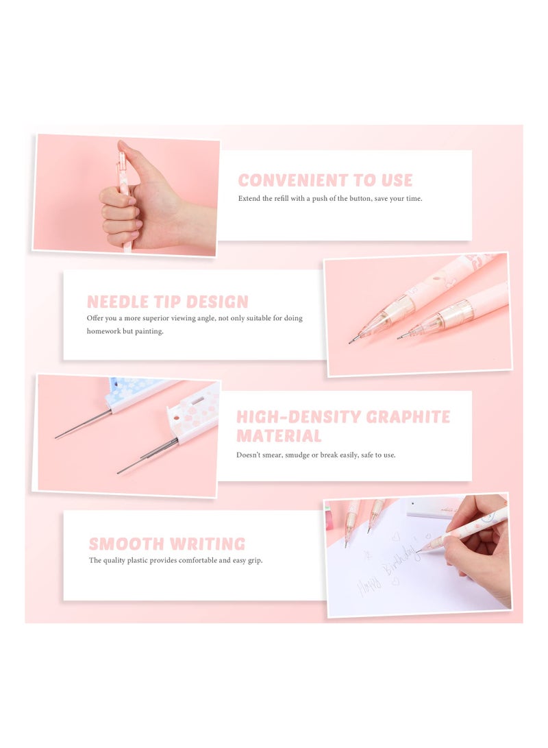 12 Kawaii Peach Mechanical Pencils Set - 6 Adorable Erasers & 12 HB Refills for Students, Artists & Architects (0.5mm) - Ideal for Drawing & Sketching - Image 3