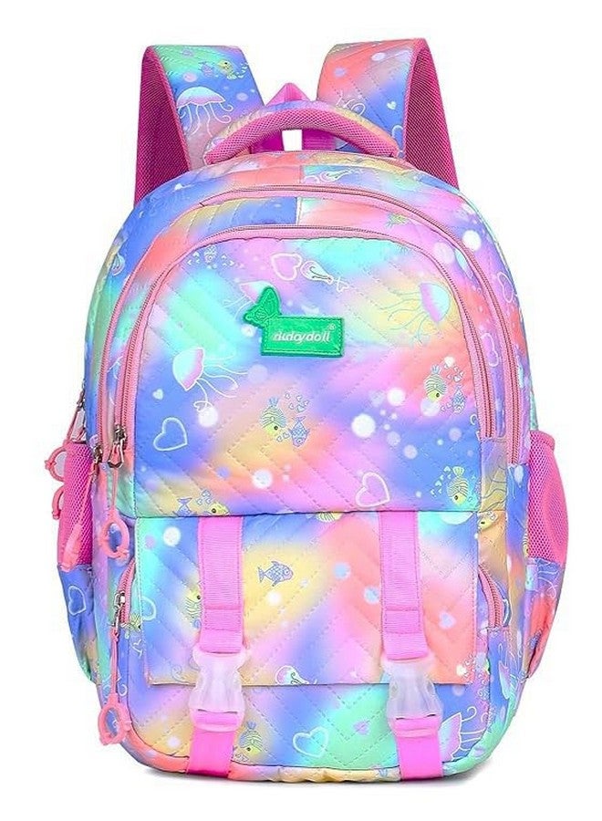 ترو هيومان حقيبة مدرسية TRUE HUMAN للبنات، حقائب ظهر خفيفة الوزن كاجوال للنساء، حقائب ظهر جامعية أنيقة وعصرية للبنات (سلسلة RAINBOW) (وردي قوس قزح) - Image 3