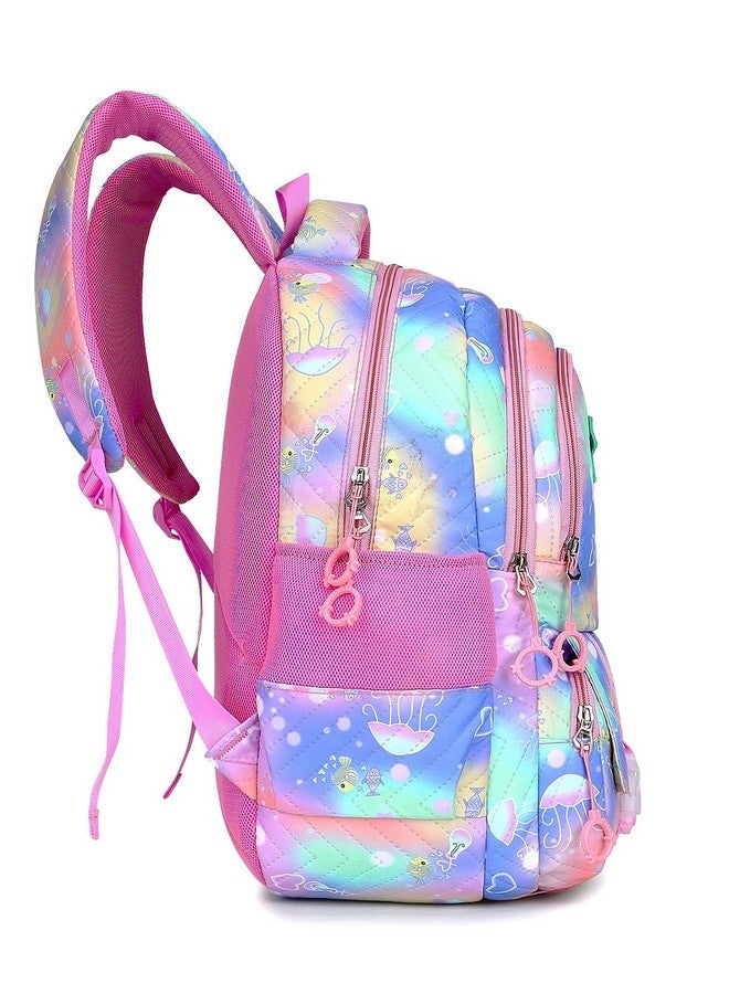 ترو هيومان حقيبة مدرسية TRUE HUMAN للبنات، حقائب ظهر خفيفة الوزن كاجوال للنساء، حقائب ظهر جامعية أنيقة وعصرية للبنات (سلسلة RAINBOW) (وردي قوس قزح) - Image 5