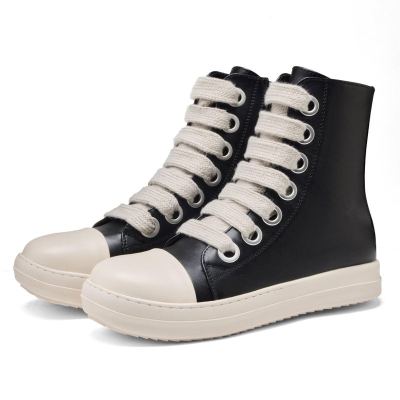 MOFEEDOUKA High Top Sneakers for Men Comfortable PU Leather Platform Walking Shoes with Zipper Black a - Image 4