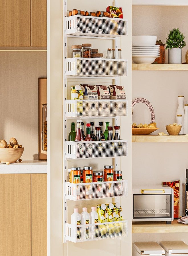 DAOTENGQL 6-Tier Over The Door Pantry Organizer with Mesh Baskets, Adjustable & Stable Hanging Spice Rack for Kitchen, Bathroom, Bedroom, and Baby Essentials Storage - Image 1