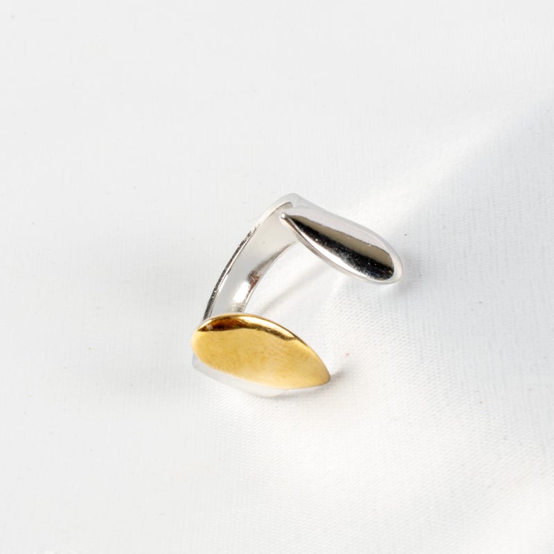 ذا بلاك بيرل اكسسوريز خاتم أستانليس ستيل فري سايز ذهبي × فضي - Image 1