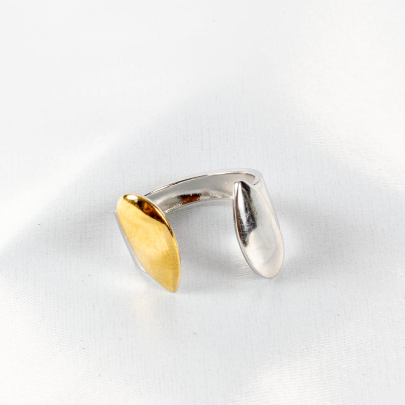 ذا بلاك بيرل اكسسوريز خاتم أستانليس ستيل فري سايز ذهبي × فضي - Image 2