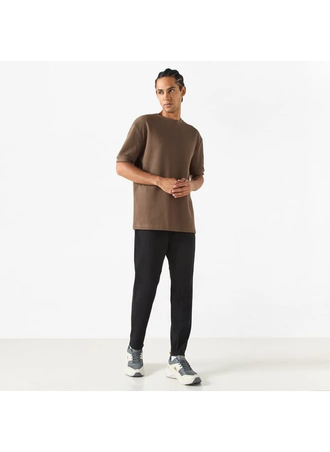 Kappa Kappa Textured Crew Neck T-shirt with Short Sleeves