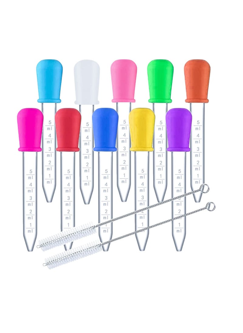 SUNSAR 10 Pack Liquid Pipettes Droppers Silicone 5ml Clear Medicine Eye Dropper, with Bulb Tip and 2 Cleaning Brushes for Candy Mold, Gummy Bear  - Image 1