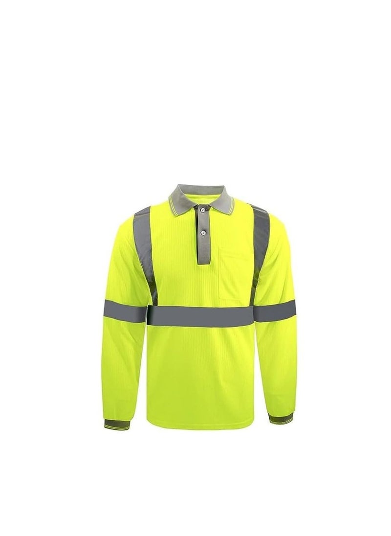 ABBASALI Safety Long Sleeve T-Shirt Reflective Bright Construction Workwear for Men  - Image 1
