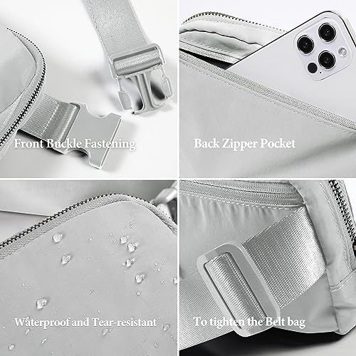 ODODOS Unisex Mini Belt Bag with Adjustable Strap Small Fanny Pack for Workout Running Traveling Hiking, Light Grey - Image 5