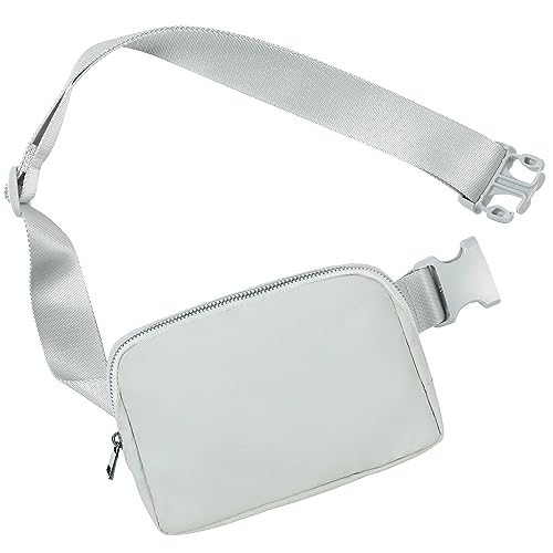 ODODOS Unisex Mini Belt Bag with Adjustable Strap Small Fanny Pack for Workout Running Traveling Hiking, Light Grey - Image 1