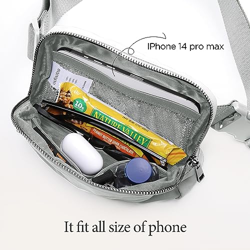 ODODOS Unisex Mini Belt Bag with Adjustable Strap Small Fanny Pack for Workout Running Traveling Hiking, Light Grey - Image 4