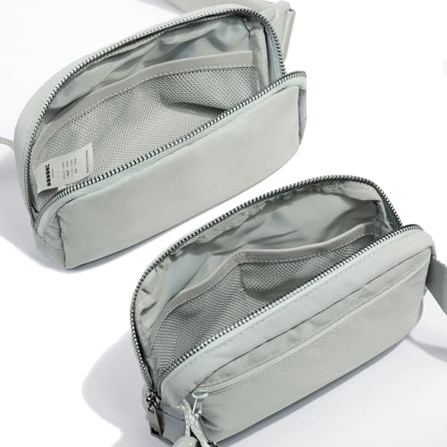 ODODOS Unisex Mini Belt Bag with Adjustable Strap Small Fanny Pack for Workout Running Traveling Hiking, Light Grey - Image 3