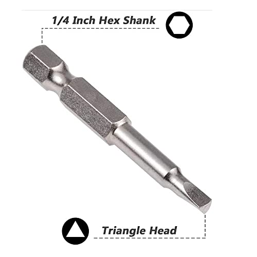 Fixinus 5 Pieces Magnetic Triangle Screwdriver Bits Set, 1/4 Inch Hex 1.8/2.0/2.3/2.7/3.0 Triangle Screwdriver Bits S2 Steel Triangle Drill, 50 mm Length - Image 3