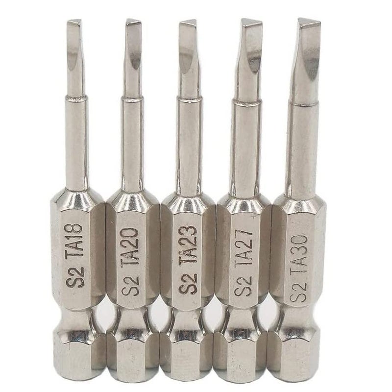 Fixinus 5 Pieces Magnetic Triangle Screwdriver Bits Set, 1/4 Inch Hex 1.8/2.0/2.3/2.7/3.0 Triangle Screwdriver Bits S2 Steel Triangle Drill, 50 mm Length - Image 1
