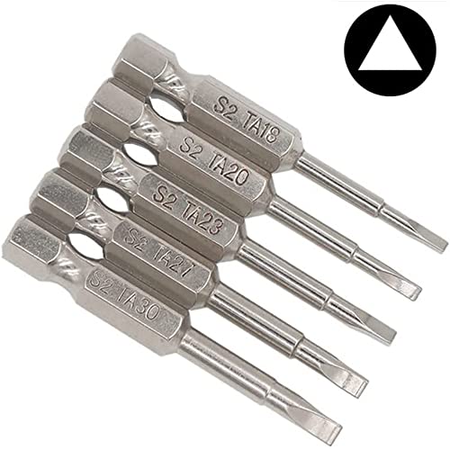 Fixinus 5 Pieces Magnetic Triangle Screwdriver Bits Set, 1/4 Inch Hex 1.8/2.0/2.3/2.7/3.0 Triangle Screwdriver Bits S2 Steel Triangle Drill, 50 mm Length - Image 2