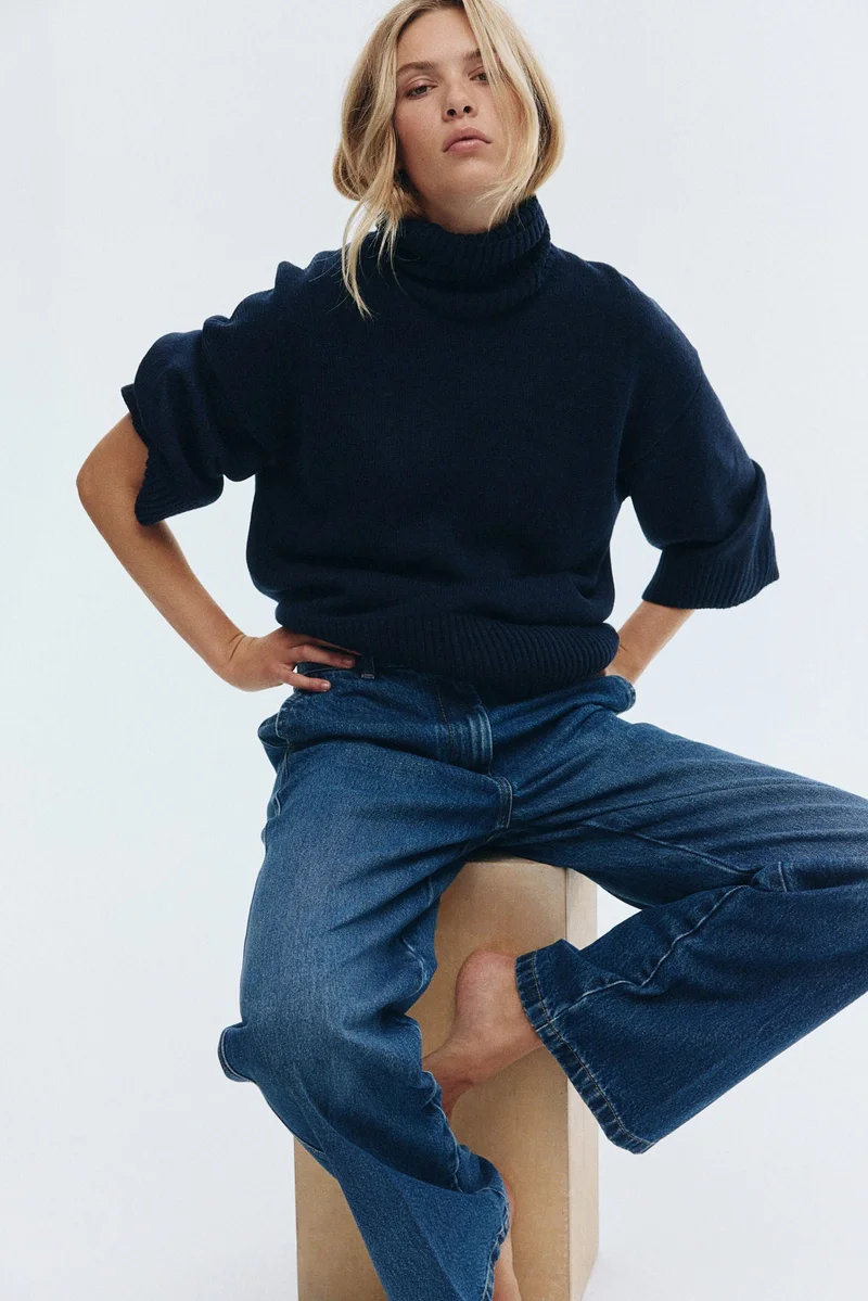 H&M Fine-knit polo-neck jumper