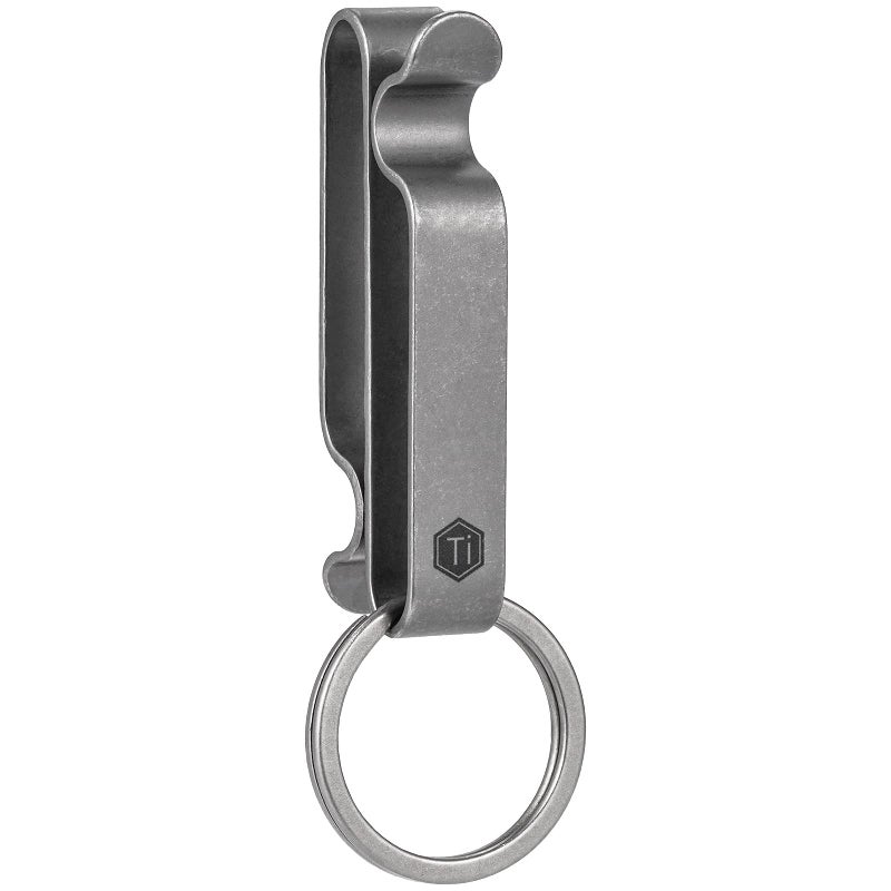KeyUnity KeyUnity KM00 Titanium Belt Loop Keychain Clip Double Side Quick Release Key Holder with Detachable Key Ring (Stonewashed)  - Image 1