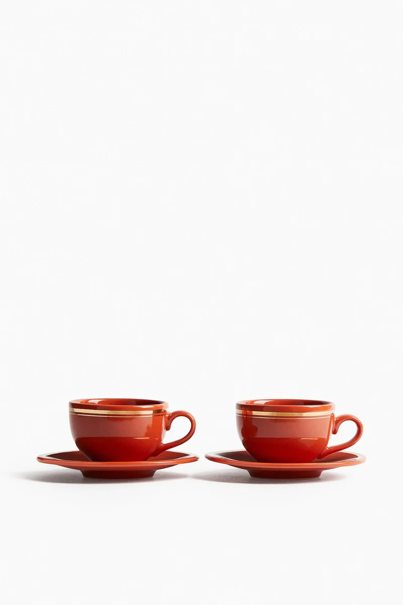 H&M 2-pack cappuccino cup and saucer