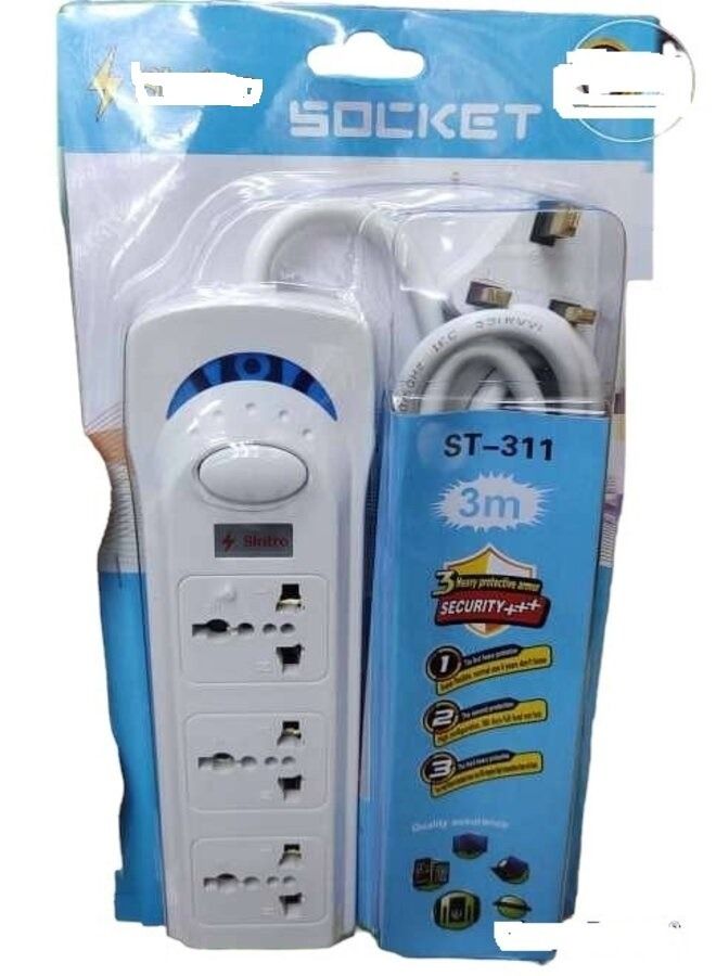 Sintro 3 Way Universal Power Extension Socket ST-311 3M