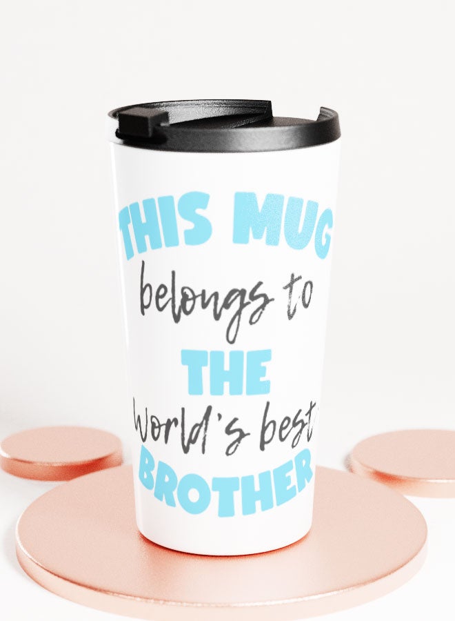 LIT كوب أبيض هدية لأفضل أخ في العالم كوب سفر أفضل اقتباس لأفضل أخ هدية لأفضل عائلة - Image 1