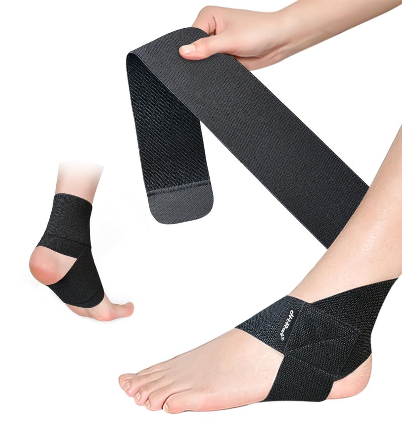 HiRui Ankle Support Brace for Men & Women, Adjustable Compression Strap for Sprains, Plantar Fasciitis, Achilles Tendonitis, Running, Workout, Sports â€“ Fits Left & Right Foot (1, Black, Medium) - Image 1