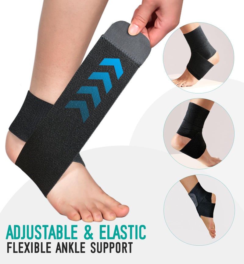 HiRui Ankle Support Brace for Men & Women, Adjustable Compression Strap for Sprains, Plantar Fasciitis, Achilles Tendonitis, Running, Workout, Sports â€“ Fits Left & Right Foot (1, Black, Medium) - Image 3