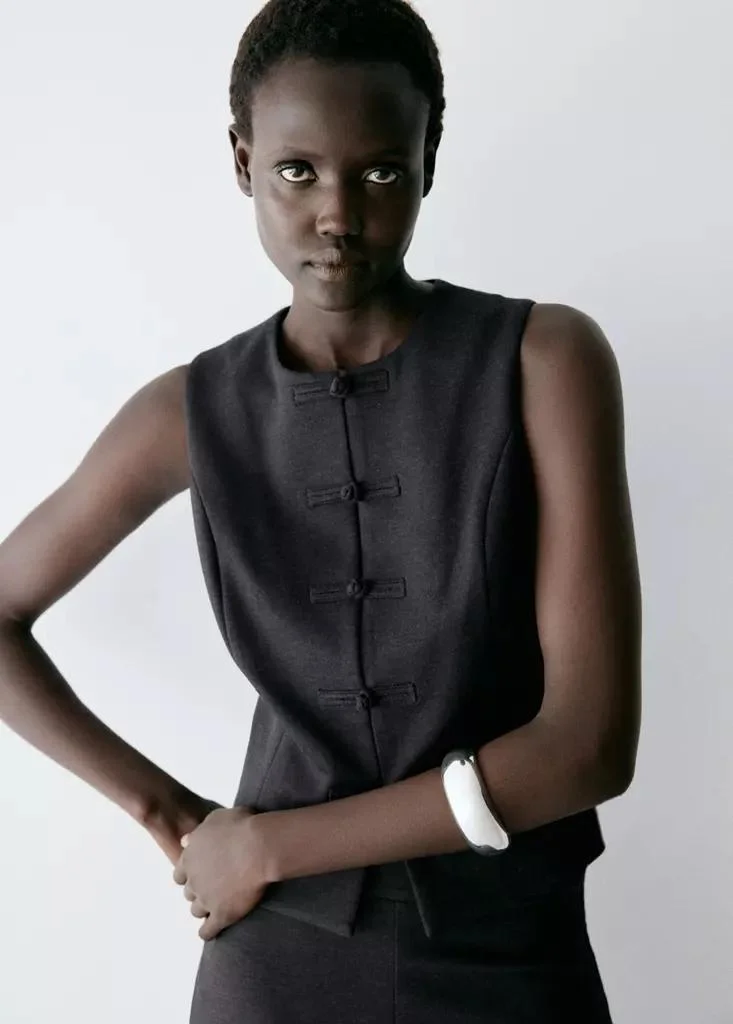 Mango  Waistcoat With Frogging Detail And Seam Detailing for Women | Best Price UAE