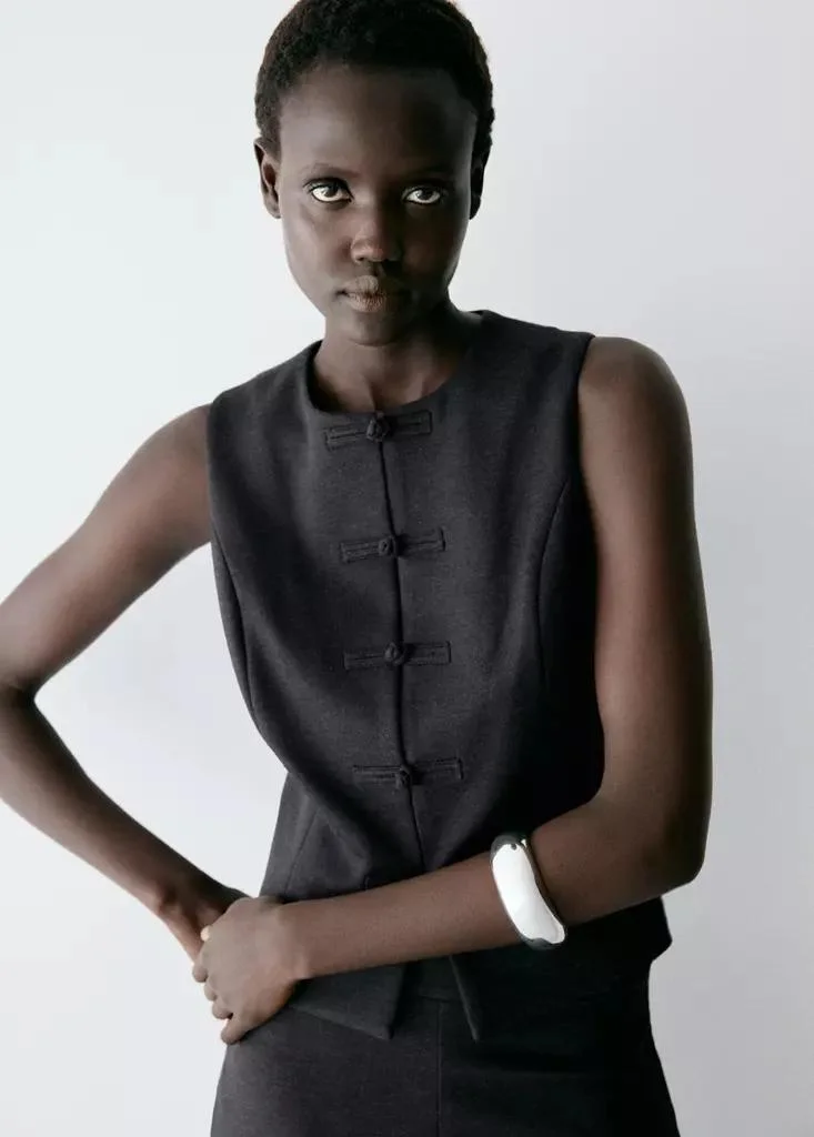 Waistcoat With Frogging Detail And Seam Detailing