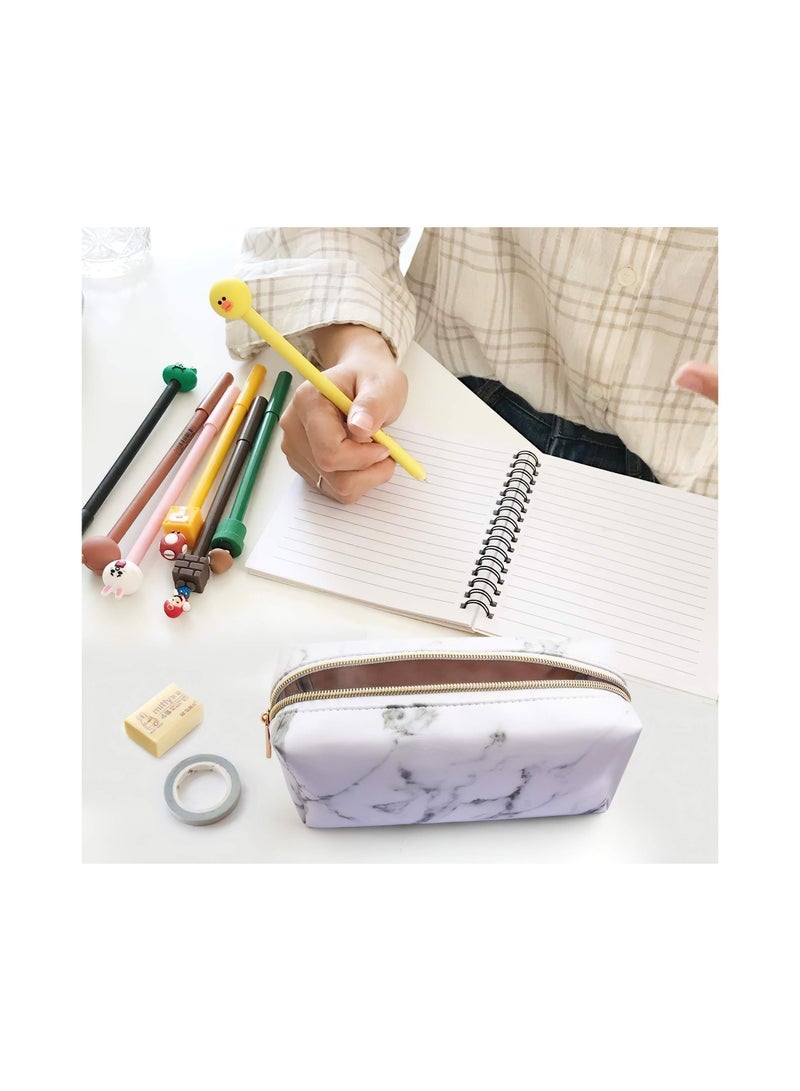 Stylish Marble Pencil Case - Large Capacity Storage Bag for School Supplies & Makeup, Perfect for Teens & Students, 2 Pack Gift Set - Image 3