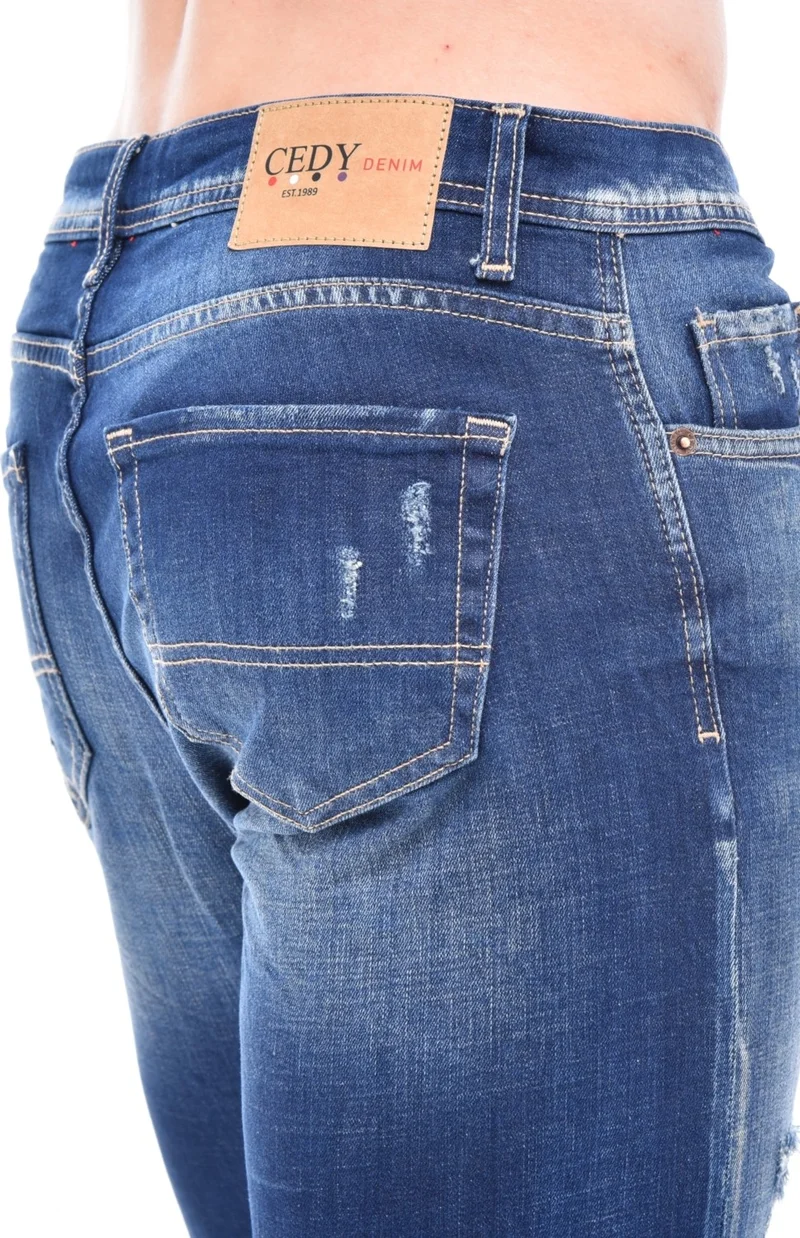 Cedy Denim Men's Sinop Blue Wear Denim Shorts Slim Fit Jean Shorts C342