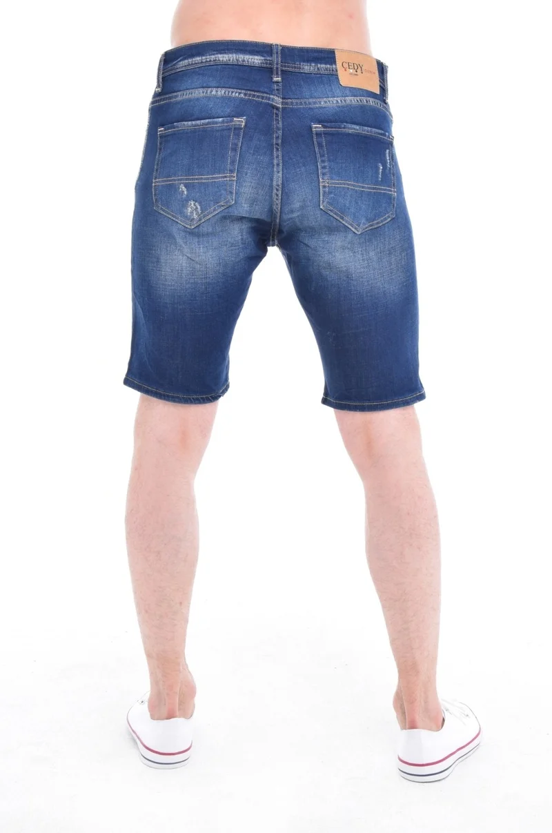 Cedy Denim Men's Sinop Blue Wear Denim Shorts Slim Fit Jean Shorts C342