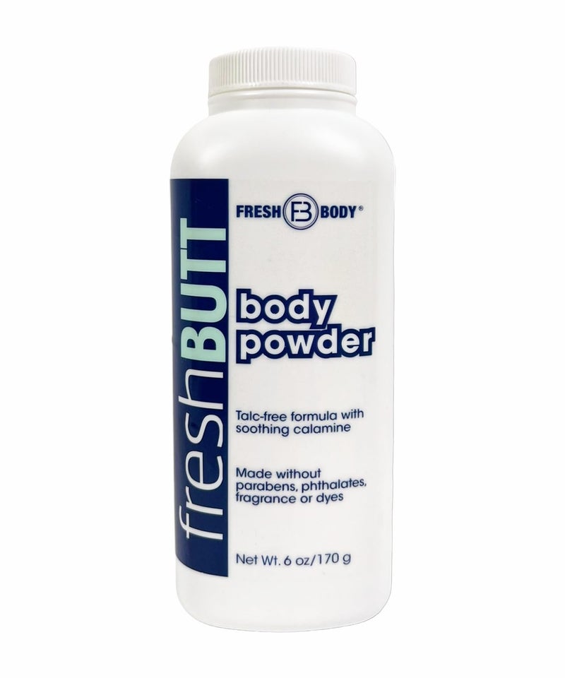 Fresh Body FB Fresh Butt Body Powder for Women & Men - Anti-Chafing, Anti-Itch, Odor & Sweat Absorbing + Calamine - Friction Fighting, Talc-Free, Unscented, 6oz - Image 1