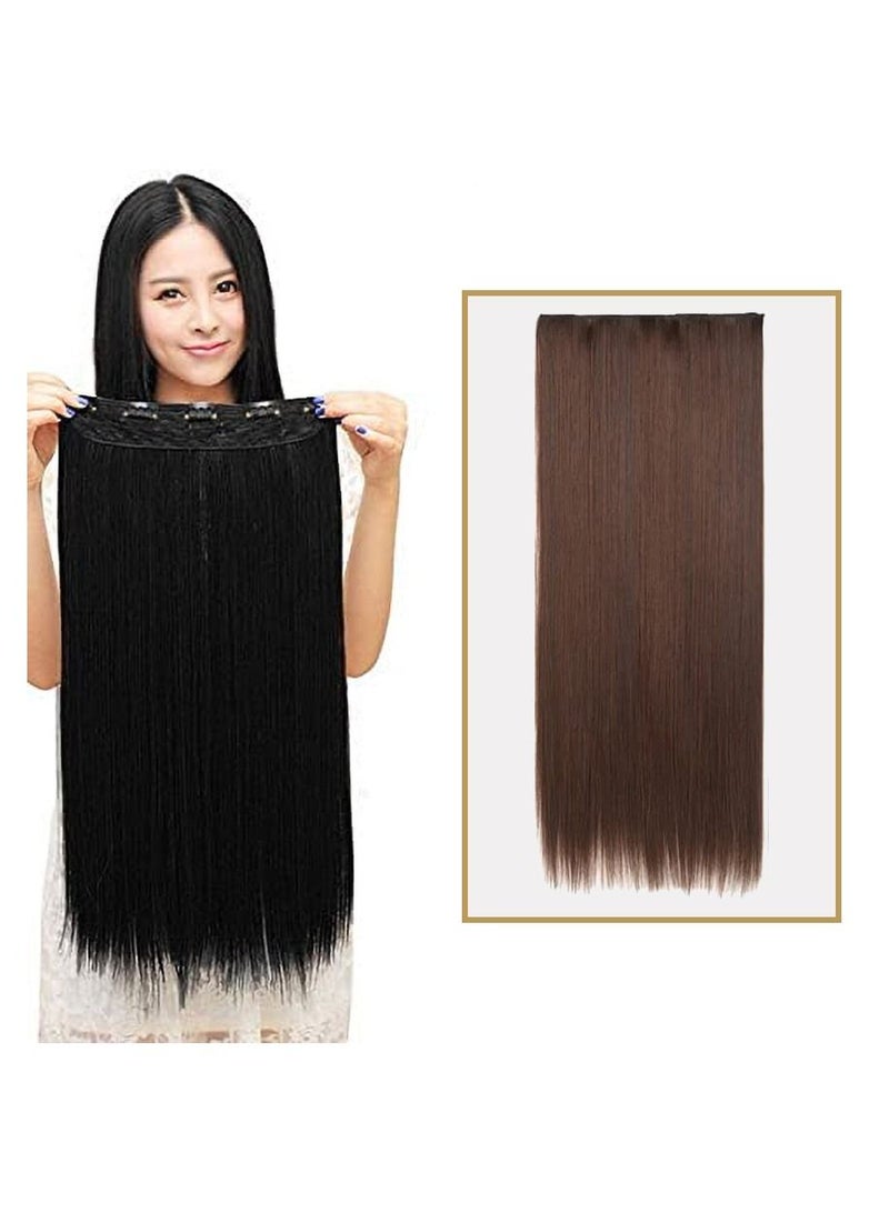 Estelle Eestelle full head one-piece long straight and Body Wave hair extension, with 5 clips, suitable for women and girls (#4M33, Straight) - Image 1