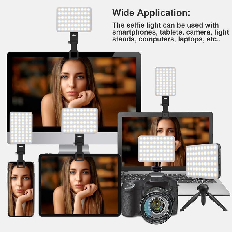 Adofys LED Portable Selfie Light Video Conference Lighting with Clip & Camera Tripod Adapter Rechargeable 2000mAh CRI 95+, 3 Light Modes for Phone iPhone Webcam Laptop Photo - Image 3