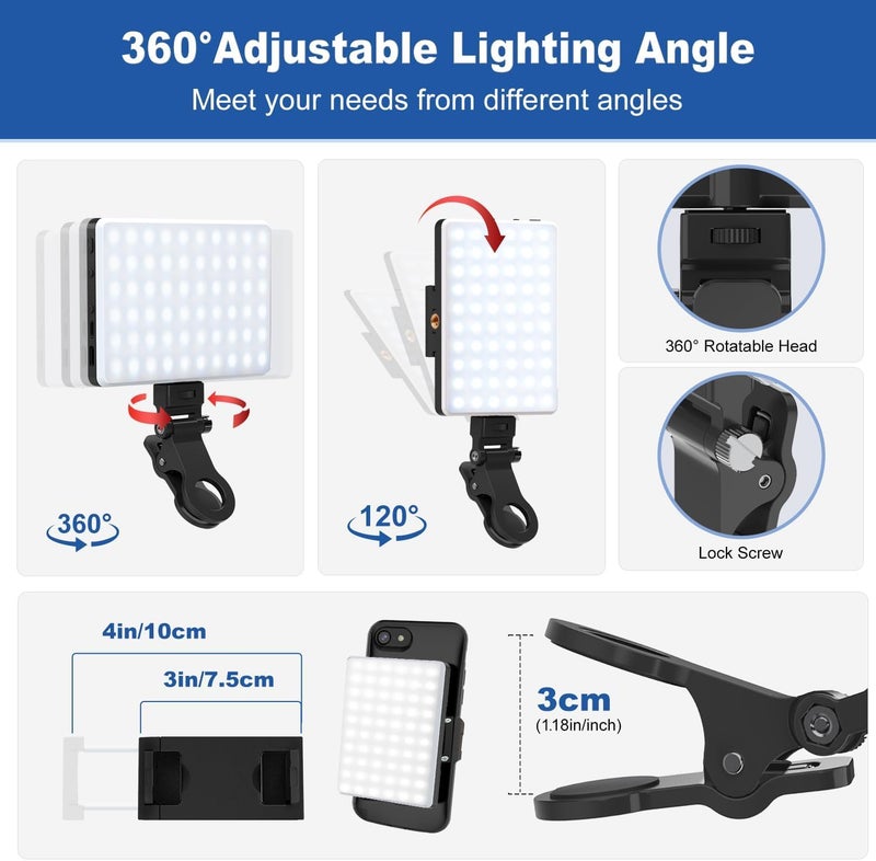 Adofys LED Portable Selfie Light Video Conference Lighting with Clip & Camera Tripod Adapter Rechargeable 2000mAh CRI 95+, 3 Light Modes for Phone iPhone Webcam Laptop Photo - Image 5