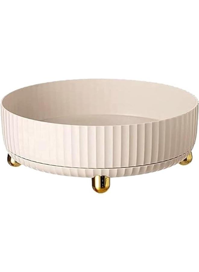 HOOKOR Striped Fence Rotating Storage Rack, Turntable for Cabinet, 360 Rotating Makeup Organizer, Kitchen Turntable Organizer, Perfume Tray with Gold Plated 4 Legs  - Image 1
