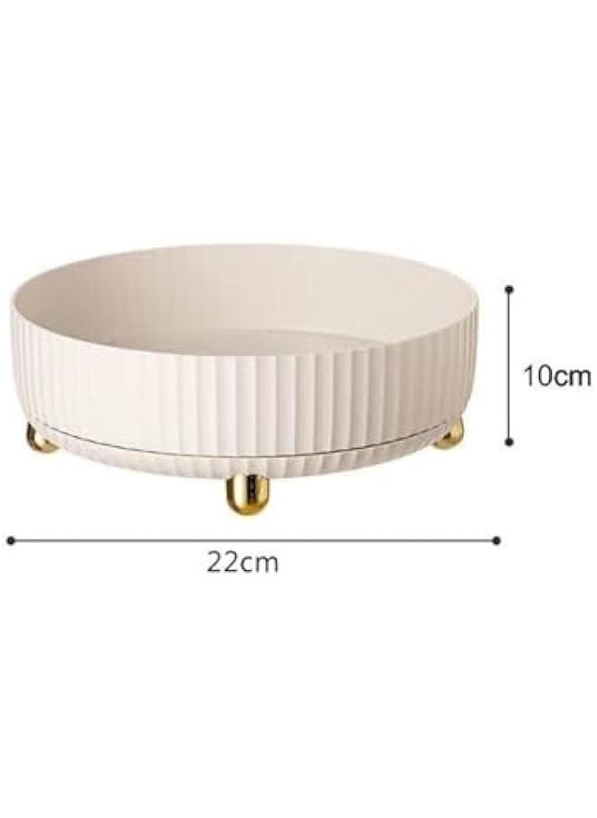 HOOKOR Striped Fence Rotating Storage Rack, Turntable for Cabinet, 360 Rotating Makeup Organizer, Kitchen Turntable Organizer, Perfume Tray with Gold Plated 4 Legs  - Image 2